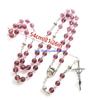652F Vintage- Beads Jesus Christ Crucifix for Cross Rosary Pendant Necklace Alloy & Gllass Made- Charm Pendant for Wome