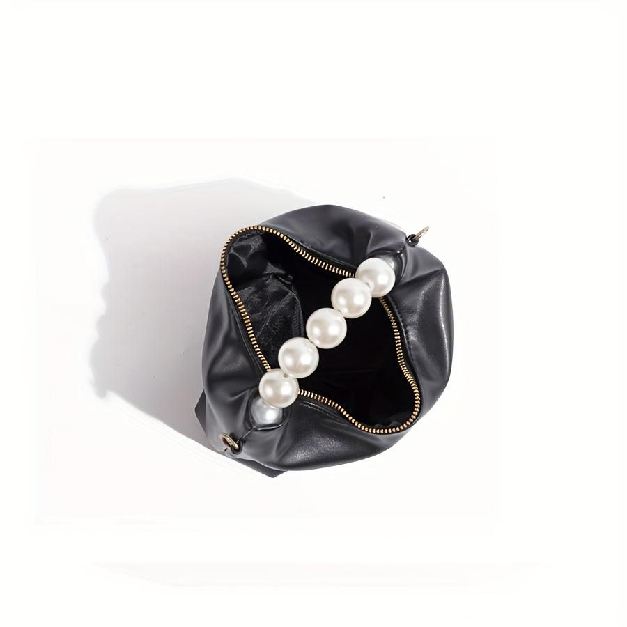 Simulation Pearl Handbag Mini Chain Strap Retro Simple Mobile Phone Bag Shoulder Crossbody Dumpling Bag