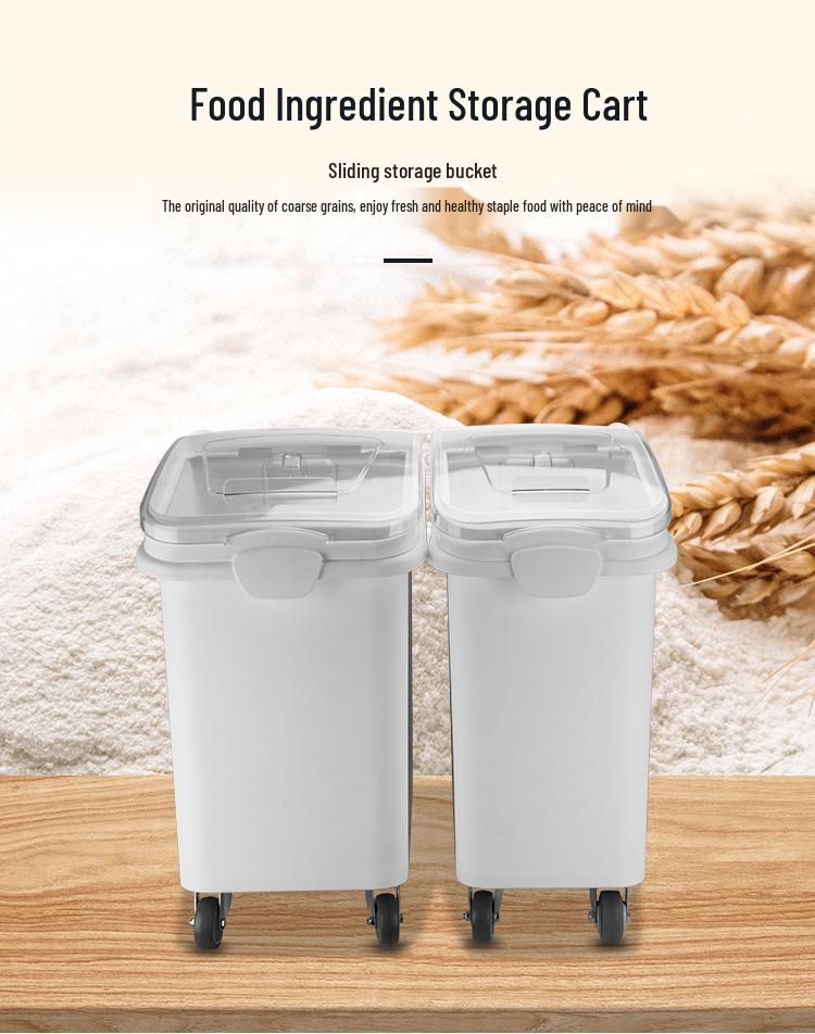 Large Food-Grade Rice Storage Bin, Insect & Moisture-Proof, with Partition, Durable PP Plastic, High Capacity.