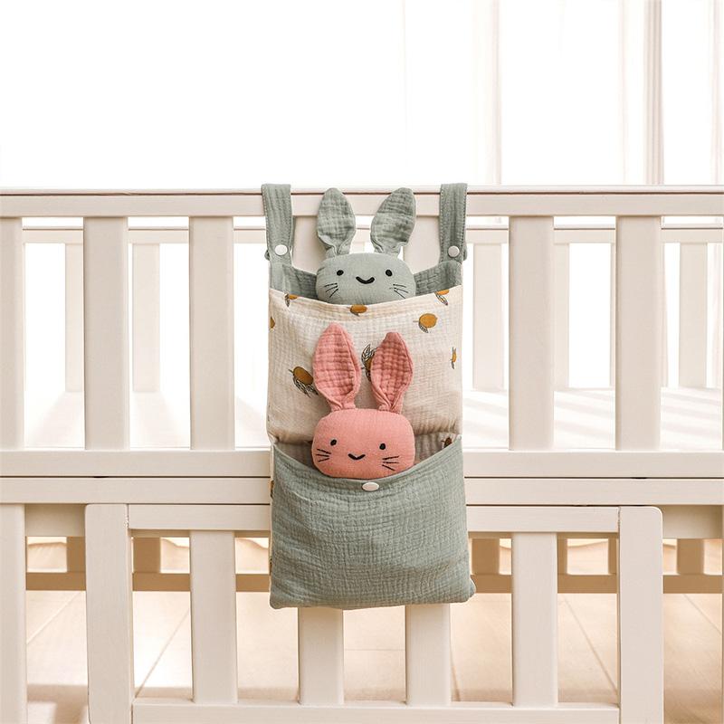 Hanging Baby Bed Storage Bags Cotton Portable Newborn Crib Organizer Toy Diaper Pocket for Crib Bedding Set Nappy Store Bags