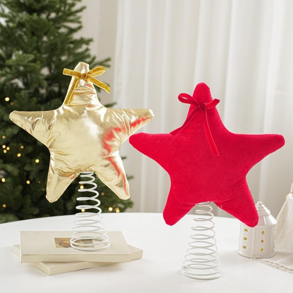 Cloth Christmas Tree Topper Star Five Pointed Xmas Top Star Ornament Holiday Gift