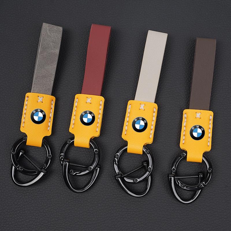 M logo Car Nappa Leather Key Chains Long-style Auto Keyrings For BMW X1 X2 X3 X5 X4 X6 X7 iX3 F20 F10 F07 E70 E46 E90 E92 E60 E3 fxdf89