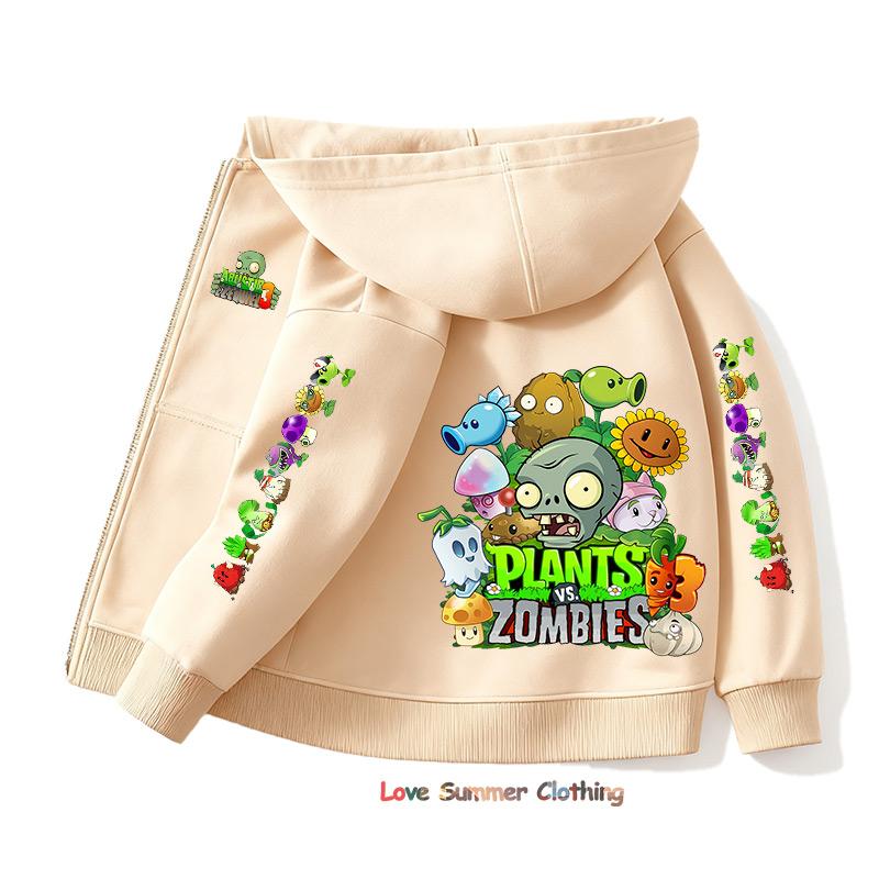 Zombies Zip Up Hoodie Kawaii Kinder Streetwear Pflanzen Kinder Hoodie Zombies Reißverschluss Kinder Sweatshirt Kind Mädchen Junge Top Kapuzenpullover