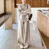 Women Suits Sets Cotton Large Size Vest Shirt Wide-Leg Pants Thickened  Longs Pants Three-piece Oversize 3PC Suit