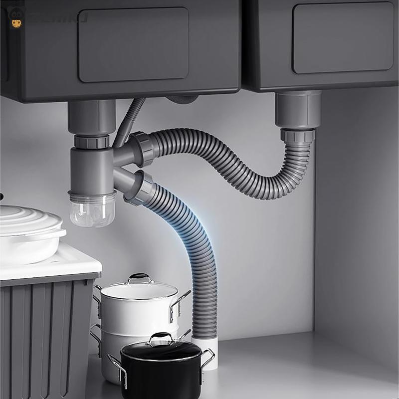 Lavello Cucina Doppio Vasca Scolapiatti Tubo di Scarico Lavello Set Parti Cucina Scolapiatti