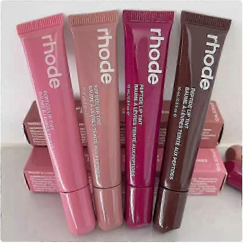 Conjunto de Bálsamos Labiais Rhode: 4 Peças de Tratamento Labial com Peptídeos de Longa Duração com Brilho Labial Hidratante, 10ml/0,3 fl oz Cada