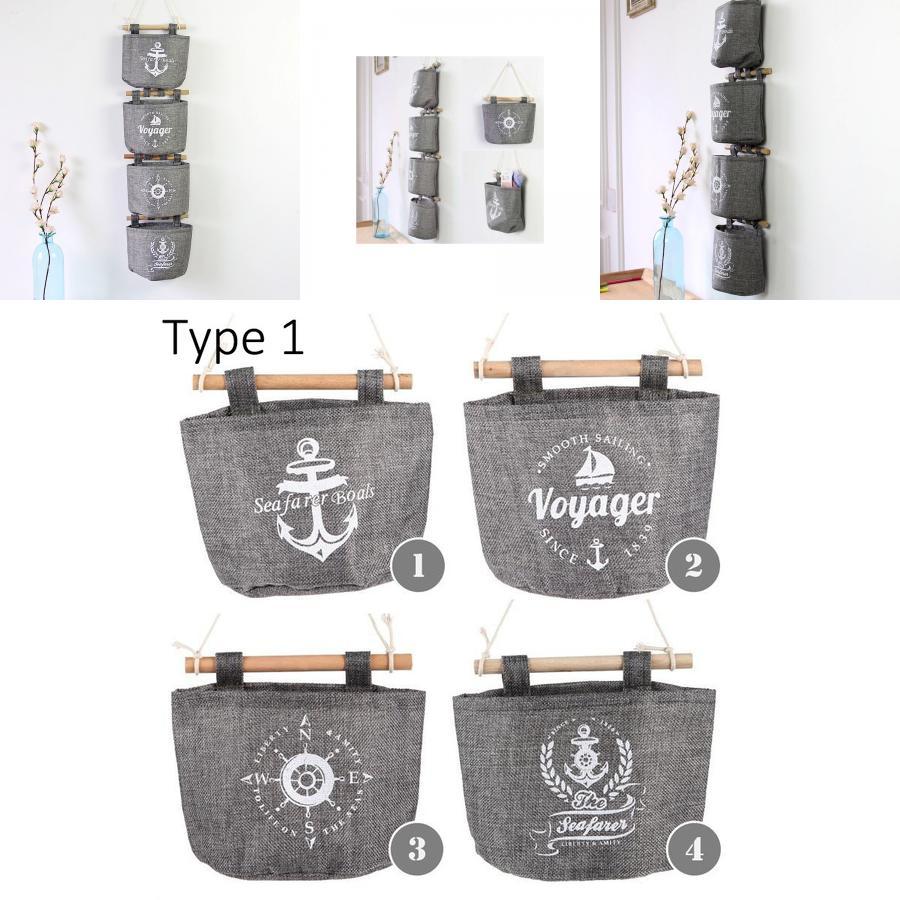 Cotton Linen Hanging Wall Bag For Dorm Room And Closet Storage