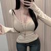 Korean Dongdaemun Sheer Slim-Fit Long Sleeve Base Layer Top for Women