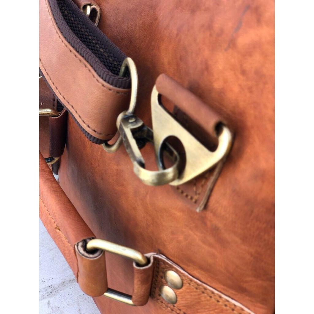 Męska torba podróżna z koziej skóry na siłownię, oryginalna brązowa torba z grubej bawełny w stylu vintage