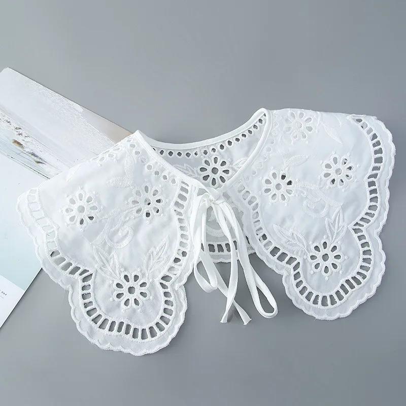 Female Fake Collars Shawl Doll False Collar for Women Girls Hollow Out Lace Detachable Collar Half Shirt Lapel Blouse Scarf