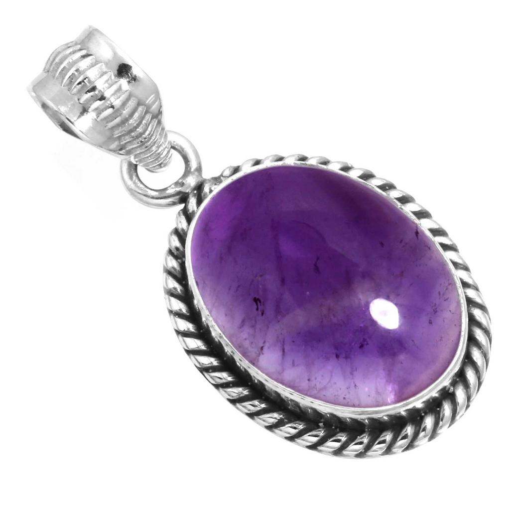 925 Sterling Silver Pendant Women Gemstone Handmade Jewelry Halloween Gift Amber Amethyst Black Onyx Carnelian Garnet Quartz Green Onyx Gold Stone