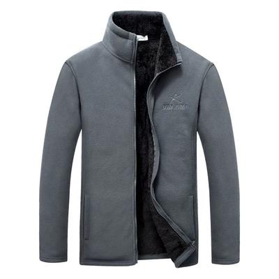 Winter Men's Polar Fleece Plus Velvet Thick Sweater Stand-up Collar Cardigan Cold-proof Warm Fleece Casual Simple Large Size