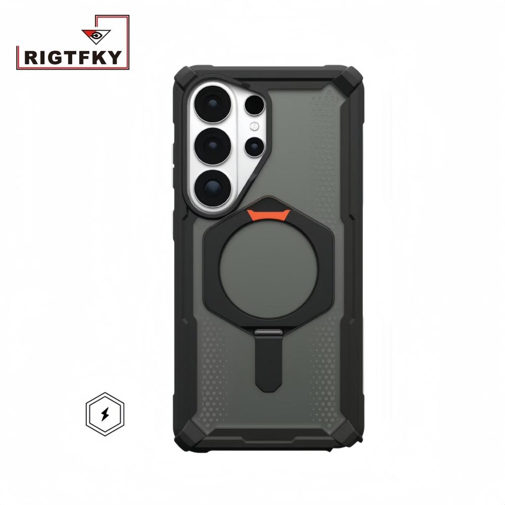Luxury Transparent Anti-fall Armor Phone Case For Samsung S26 Ultra S25 S24 S23 Plus Metal Kickstand Magnetic Protective Cover