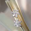 Japanese and Korean Style New Earrings, Simple Snowflake Flower Diamond-encrusted Zircon Earrings, Versatile and Thin Student Earrings