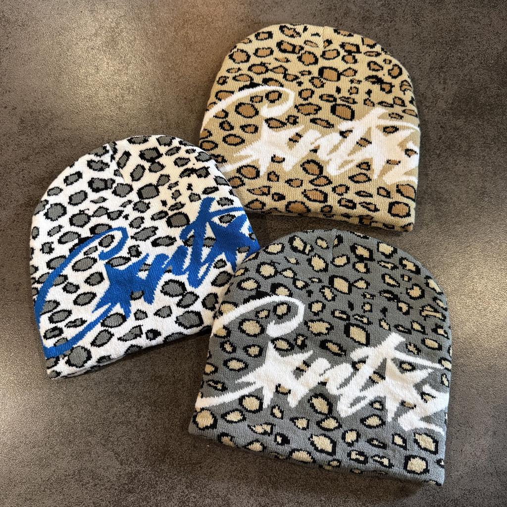 Leopard Letter Print Knitted Hat With Warmth For Winter Streetwear Fans