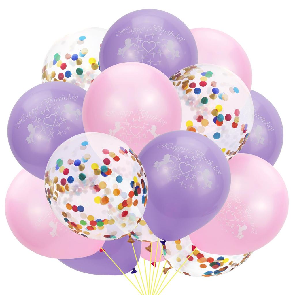 Unicorn Sequin Confetti Latex Balloon Set for Kids' Birthday Parties