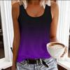 Women Plus Size Scoop Neck Sleeveless Tank Top Green White Gold Floral Printed Curved Hem