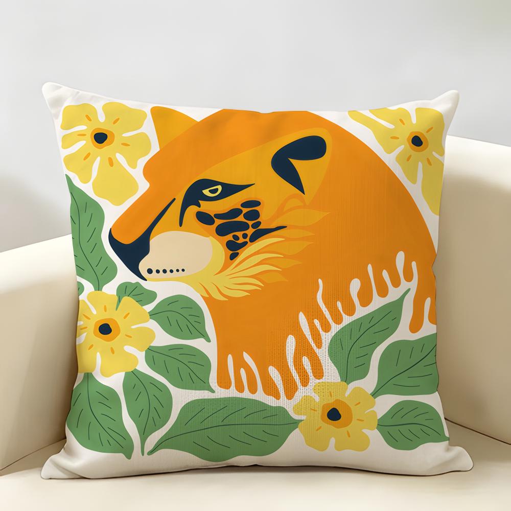 Abstract Floral Animal Fashion Cushion Cover Natural Linen Organic Fabric DoubleSided Printing Room Sofa Decor Pillow Case