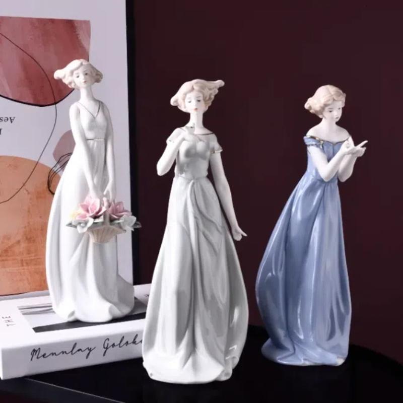 NooLim Figurine elegante Zeițe din ceramică – Statuetă din porțelan pentru decor de nuntă și cadouri pentru casă