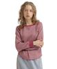T-shirt gaufré nid d'abeille bicolore Avirex, Femme, Taille M, 090, Rose, 783-5230603