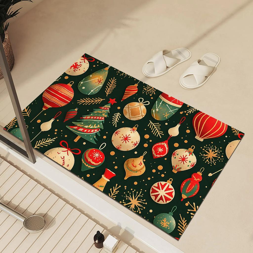 Christmas Bathroom Absorbent Floor Mats Anti Slip Carpets Christmas Decorative Rug Door Mats