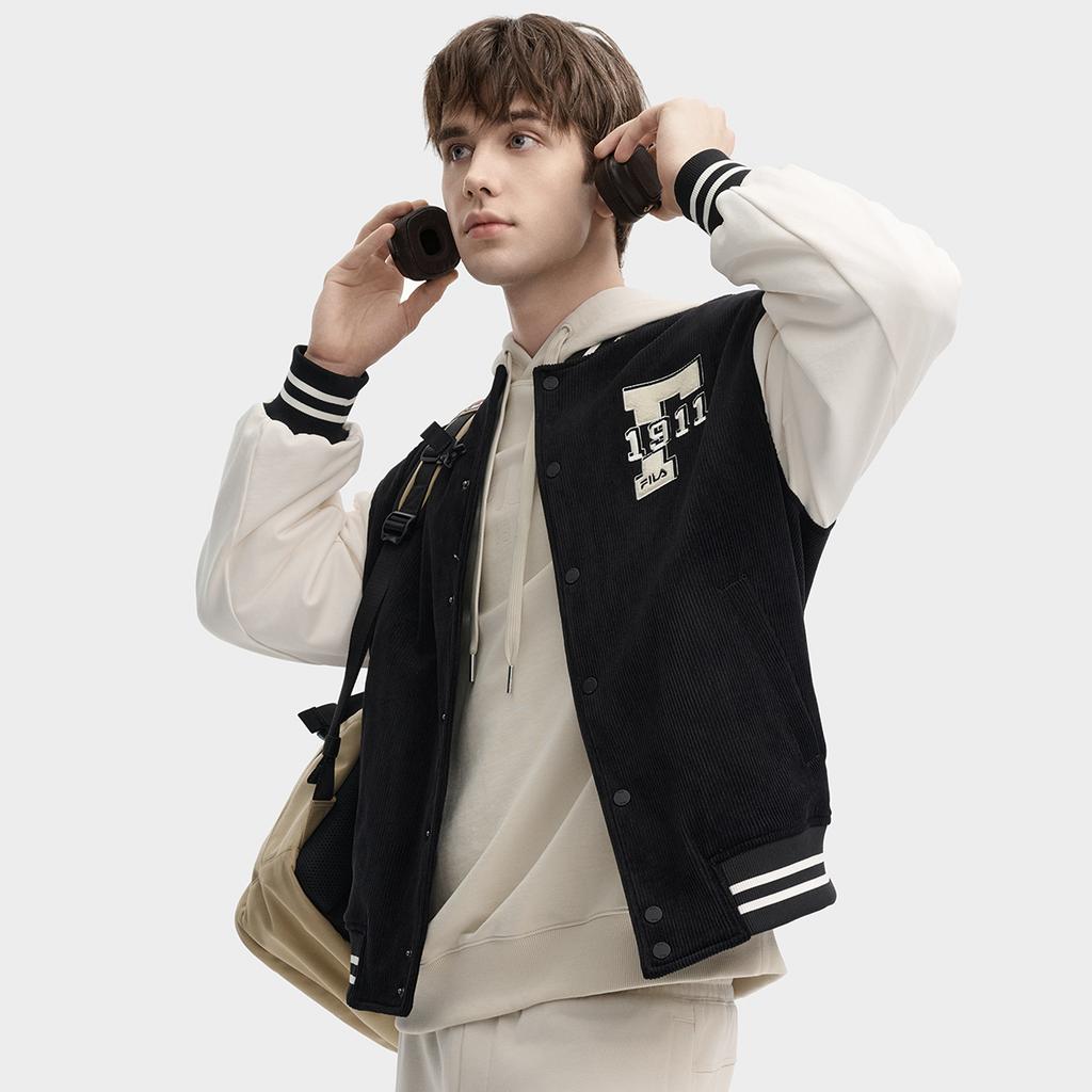 New FILA Baseball Jacket Men's Jet Black F11U439503FBK