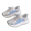 Fashion muffin dad shoes women's 2025 spring new heightening breathable casual white shoes silver mesh sneakers