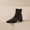 Krazing Pot Sheep Skin Square Toe Winter Med Heels Chelsea Boots Women Zipper Retro Fashion Leisure Ankle Boots