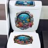 Ocean World Fish Pattern  Toilet Sticker Bathroom Decoration Waterproof Toilet Covers Self-adhesive Wall Stickers Waterproof