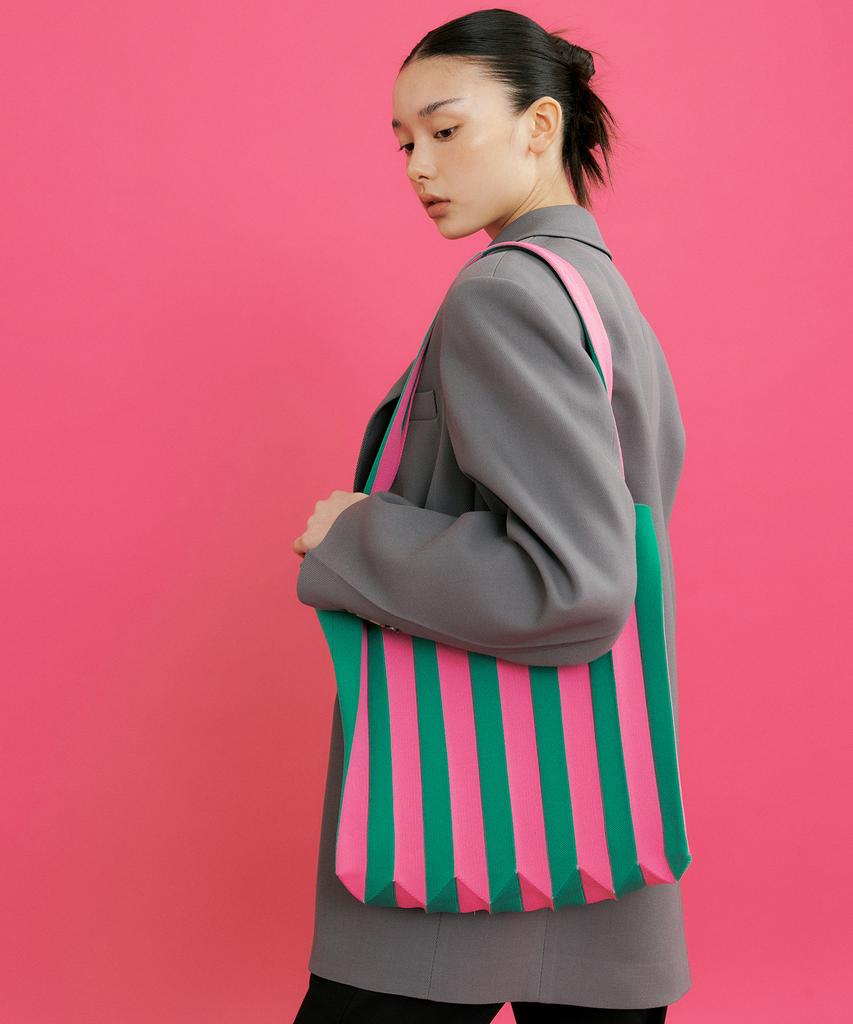 Pleatsmama Zweifach-Shopper Tasche Rosa Grün