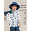 Yoyou Jungen Freizeithemd mit Graffiti-Print, kurzärmelig
