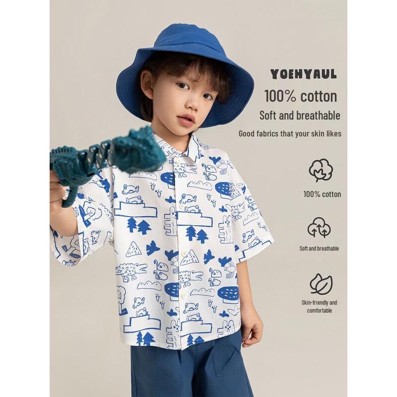 Yoyou Boys  Graffiti Print Short-Sleeve Casual Shirt 100cm