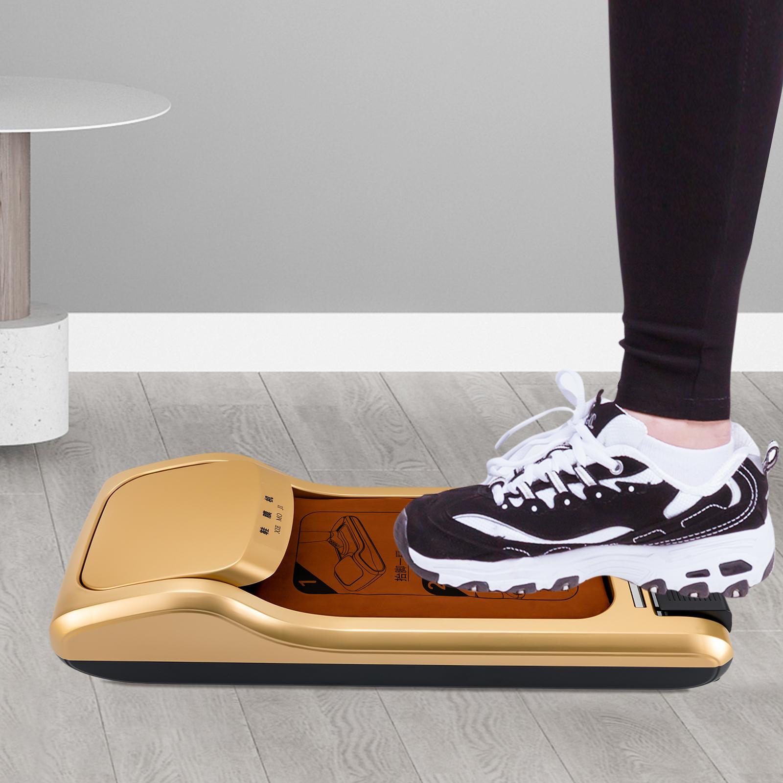 Gold Smart Shoe Cover Dispenser, Automatic Shoe Film Machine, Stylish Home and Office Accessory - Includes 3 Rolls of Shoe Film