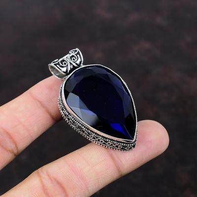 Facettierter Tansanit Quarz Anhänger Vintage Anhänger Edelstein Schmuck 925 Sterling Silber Anhänger Einzigartiger Stil Anhänger handgemachter Schmuck als Geschenk