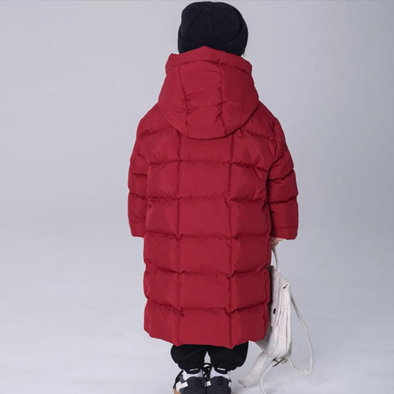 Children's Down Coats New Boys Girls Thickened Hooded Jackets Winter Kids Warm Long Outerwear Teenager Autumn Clothing 4-10Y