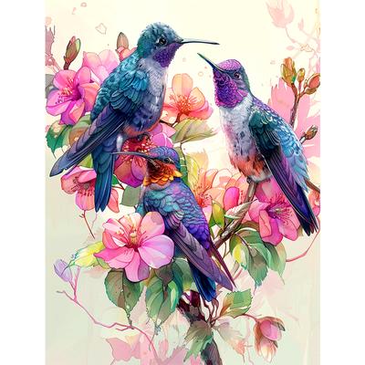 5d DIY Diamond Painting Cross Stitch Hummingbird Flowers Diamond Embroidery Mosaic Full Round Drill Home Decor