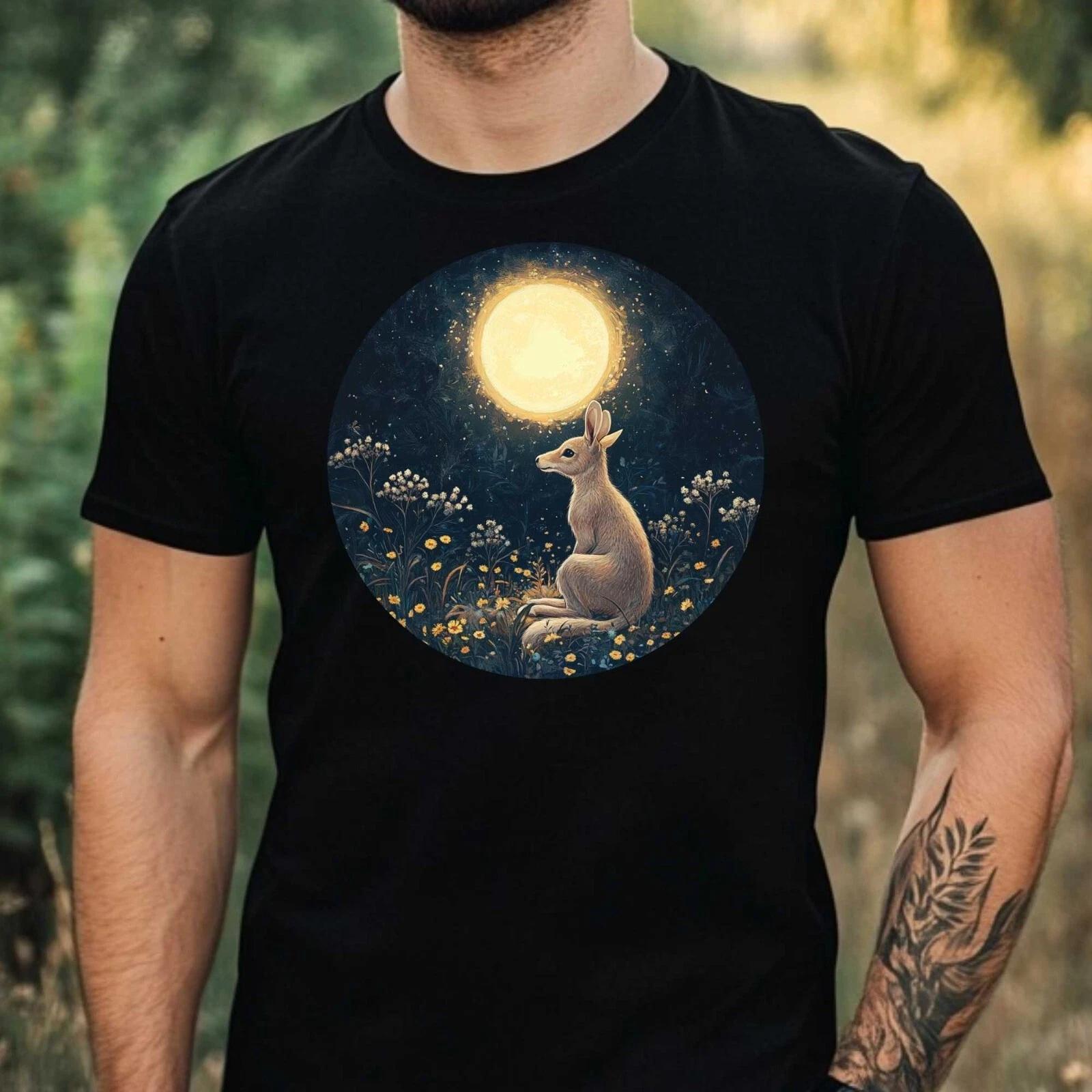 T-Shirt Herren Känguru im Mondlicht Motiv Baumwolle Größe XS bis 5XL XL