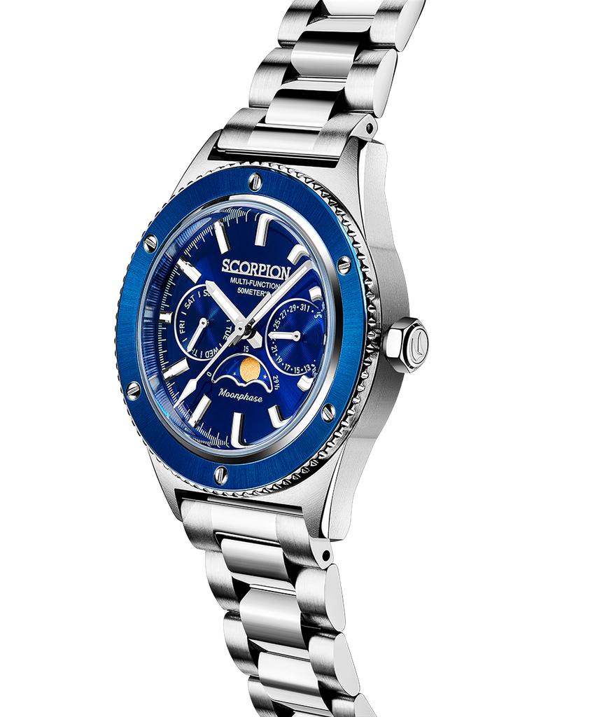Seukolpion 40Mm Moonphase Men'S Metal Watch Sp3581M-Bu [Leather Band Included]