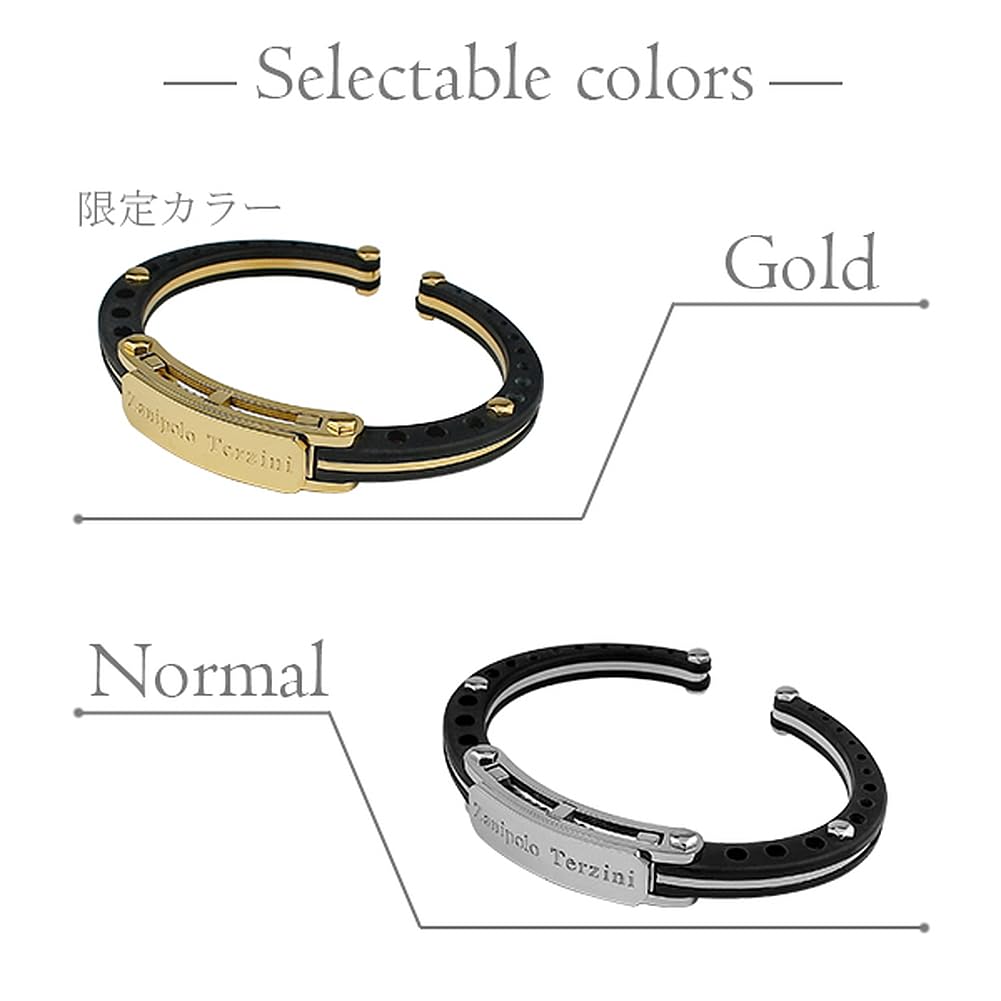 Zanipolo Tarzini Plated Rubber Bangle Bracelet (Limited Edition Gold Color) 17cm Surgical Stainless Steel