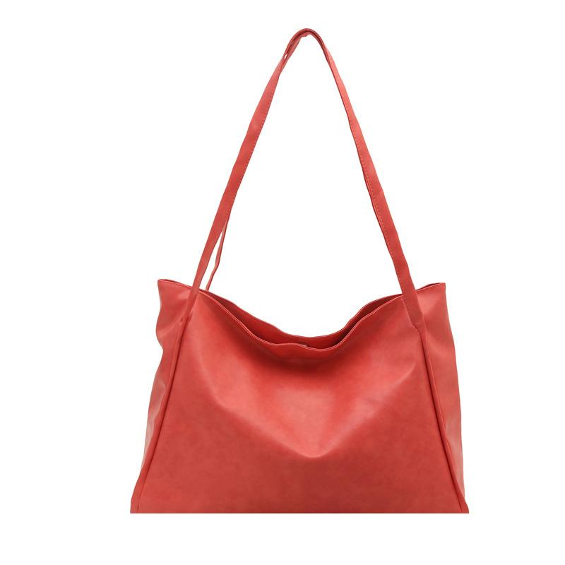 Solid Color High-end Shoulder Tote Bag Niche Simple Underarm Bag Retro Versatile Tote Bag