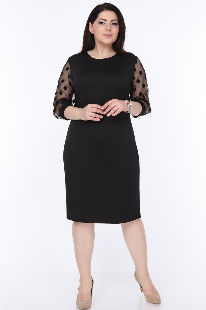 Women's Big Size Dress Polka Dot Flocked Sleeve Plus Size Dress 9B-2141