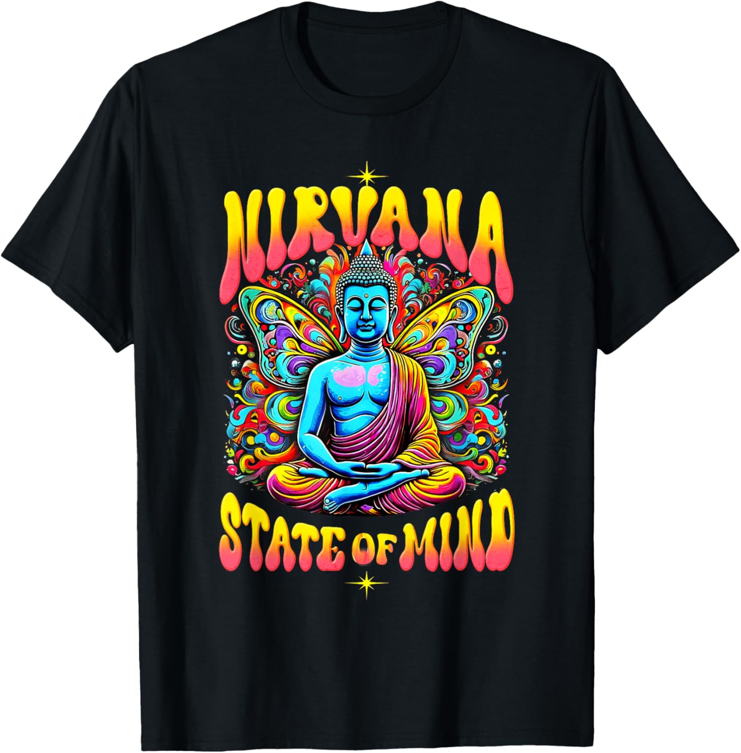 Psychedelic Buddha Butterfly Nirvana State of Mind T-shirt XXXL