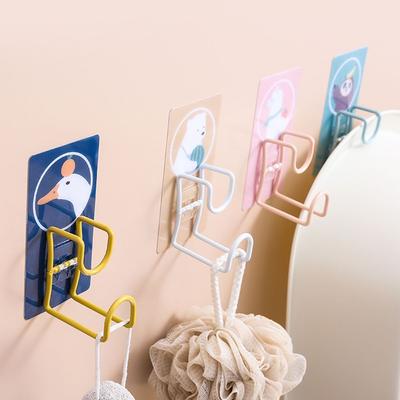 Creative Self-adhesive Wash Basin Rack Punch-free Wall-mounted Bathroom Storage Racks Cartoon Hook Animal Towel Hooks