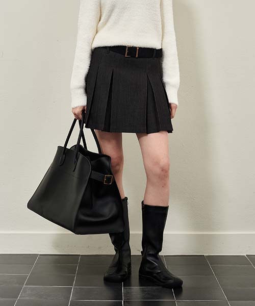 Pluna Studio A Pleated Mini Skirt_Gray