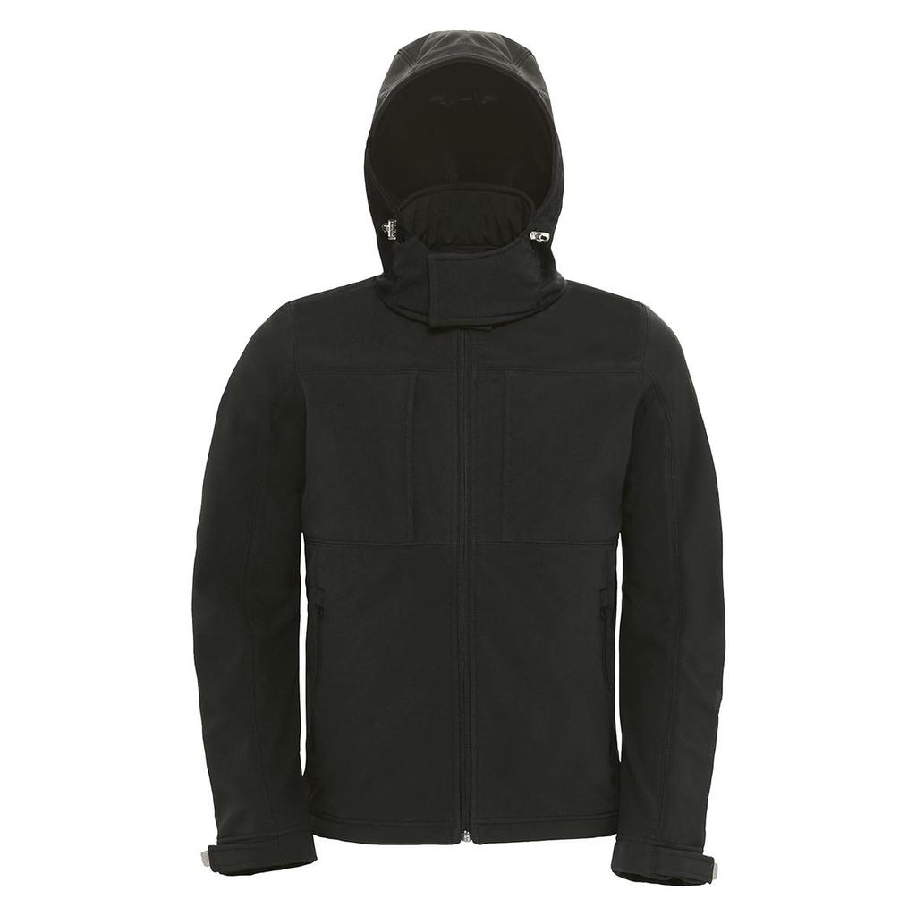 B&C Mens Hooded Softshell Breathable, Waterproof & Windproof Jacket (Fleece Lining)