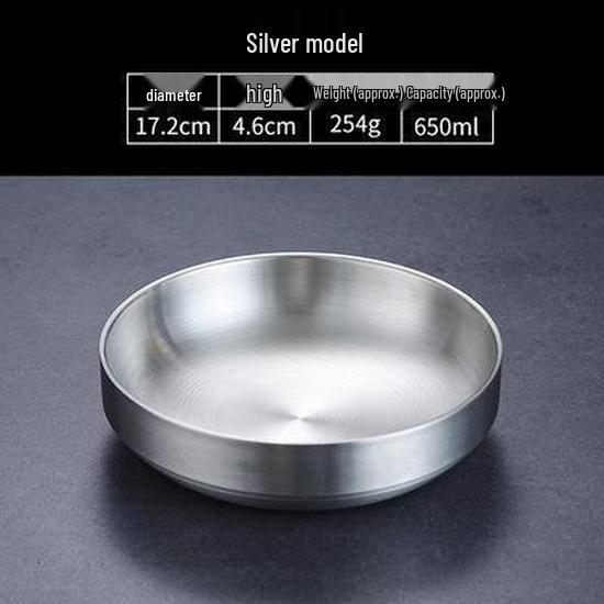 Golden Double-Layer Korean Cuisine Bowl - 304 Stainless Steel, Ideal for Rice, Soup, Kimchi, and Cold Noodles.