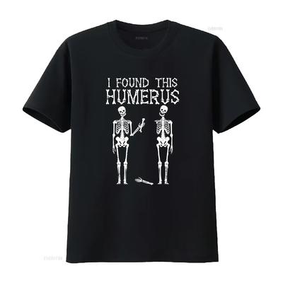 I Found This Humerus T Shirt Funny Bone Skeleton Costume Halloween Pun Vintage Washed Designer Clothes Top For Everyday Wear