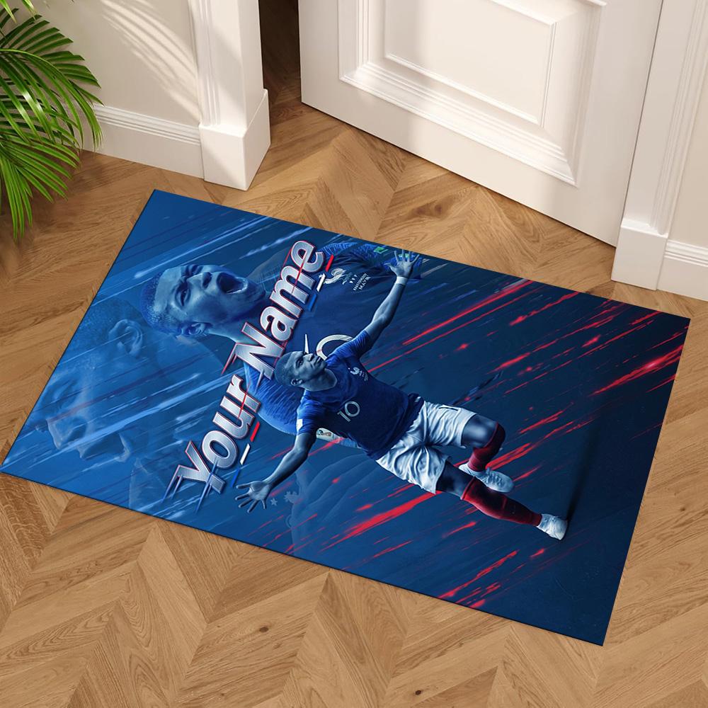 Mbappé Customizable Name Carpet Design for Foyer Study room Dormitory Hallway Antislip Carpet Anime Office Decor Best for Christmas