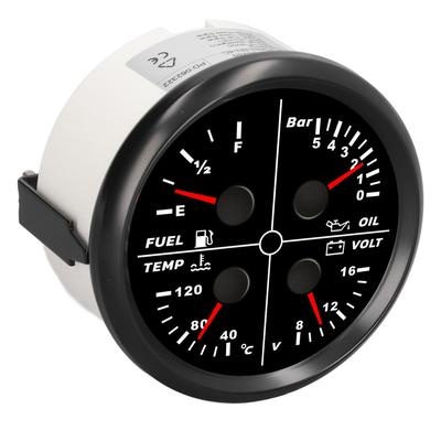 Medidor Multifuncional 4 em 1 de 85mm Nível de Combustível Pressão do Óleo Temperatura da Água Medidor de Tensão Tipo Ponteiro para RV Iate Navio