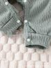 Adorable Baby Boys' V-Neck Bear Onesie - Korean Style Cable Knit for Autumn/Winter